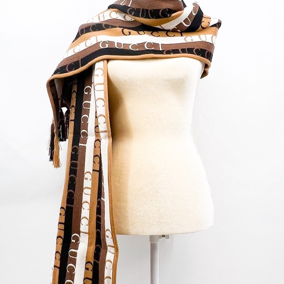 GUCCI Logo Stripe Wool 2021 Scarf w/ Tags - Picture 4 of 16